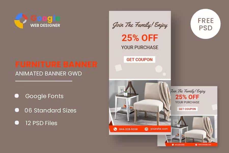 FURNITURE GOOGLE ADWORDS HTML5 BANNER ADS GWD